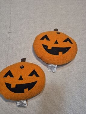 Plush Light-up  Jack-O'-Lantern Pillow Pair - Orange & Black